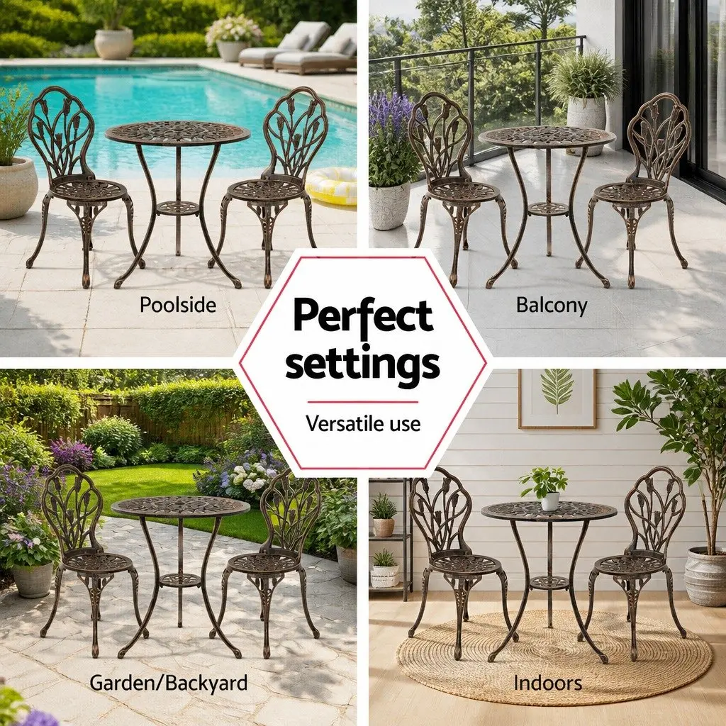 3PC Bronze Outdoor Bistro Set