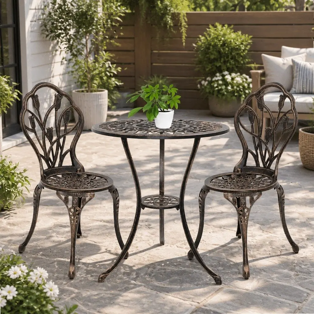 3PC Bronze Outdoor Bistro Set