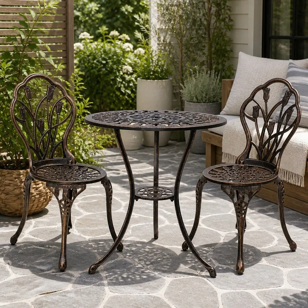 3PC Bronze Outdoor Bistro Set