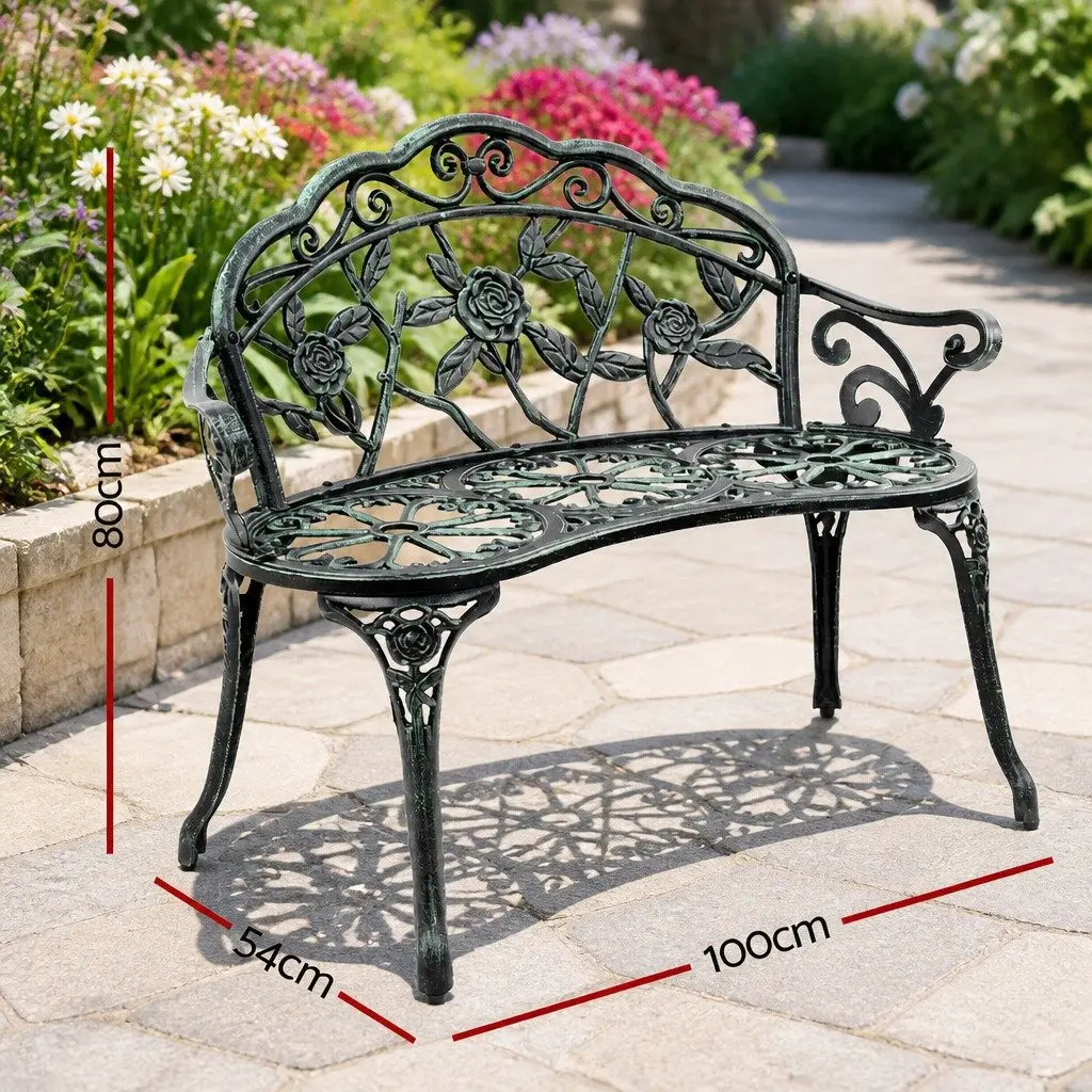 Garden Bench Outdoor Patio Chair 100cm Vintage Green