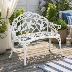Specifications of 100cm White Cast Aluminium Garden Bench