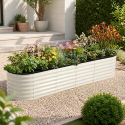 Oval Raised Garden Bed - Dimensions 240x60x45cm, Steel