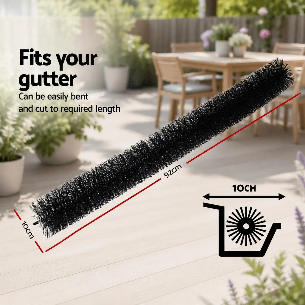 Gutter Guard Brush 16M 92X10cm Black Debris Protection Nylon Bristles Pack 18