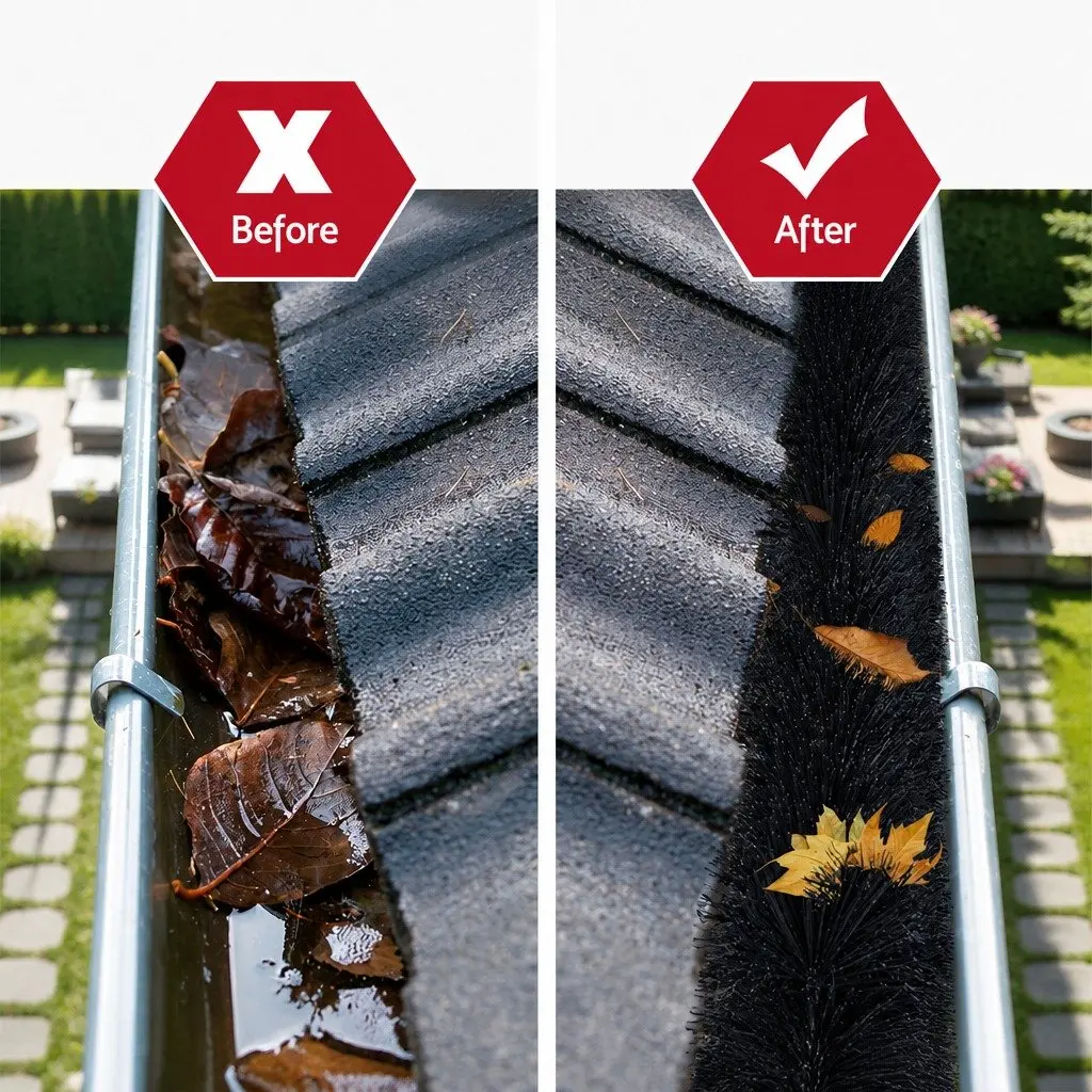 Gutter Guard Brush 92cm x 10cm Black Debris Protection Nylon Bristles 48 Pack