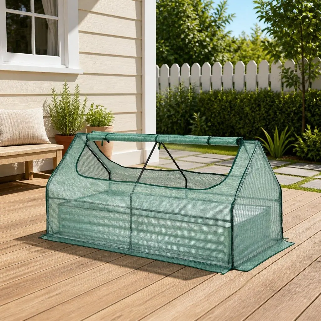 Raised Garden Bed with Greenhouse 3 in 1 Galvanised Planter Box Kit Outdoor