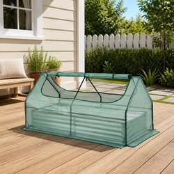 Raised Garden Bed with Greenhouse 3 in 1 Galvanised Planter Box Kit Outdoor