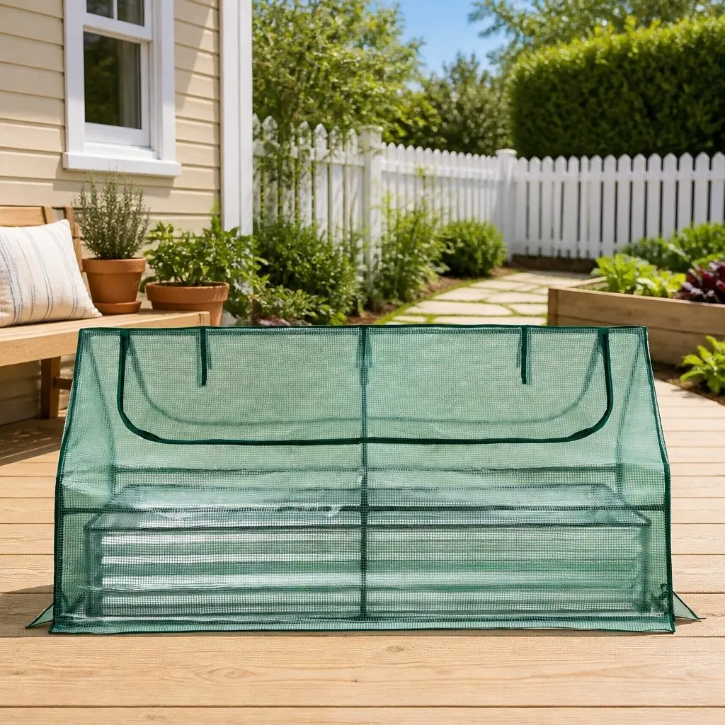 Raised Garden Bed with Greenhouse Outdoor 190 x 90 x 90 cm Galvanised Planter Box Kit