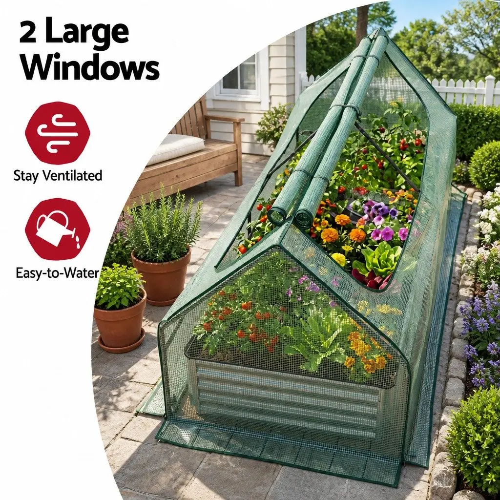 Raised Garden Bed with Greenhouse Outdoor 190 x 90 x 90 cm Galvanised Planter Box Kit