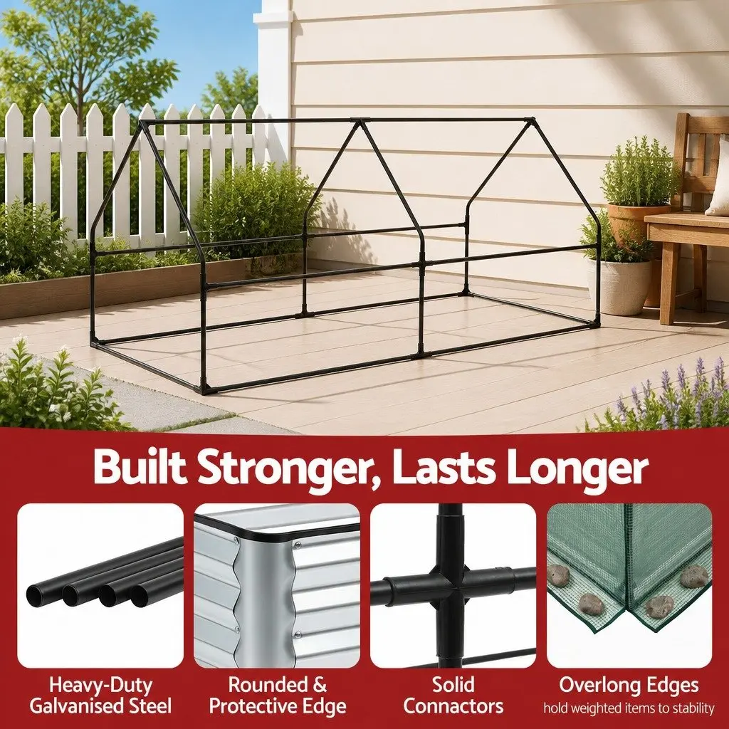 Raised Garden Bed with Greenhouse Outdoor 190 x 90 x 90 cm Galvanised Planter Box Kit