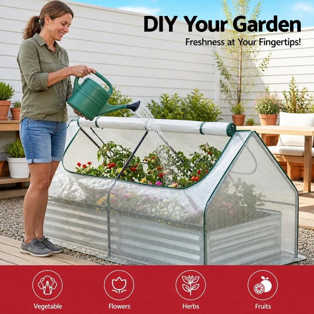 Raised Garden Bed Greenhouse Planter Box 190 x 90 x 90 cm