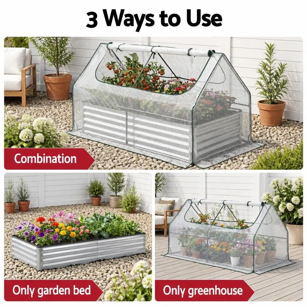 Raised Garden Bed Greenhouse Planter Box 190 x 90 x 90 cm