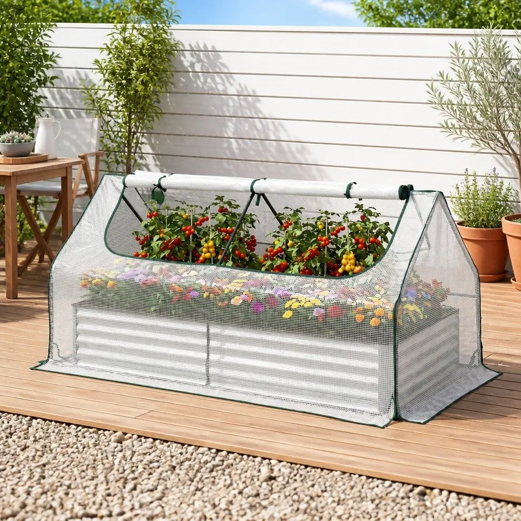 Raised Garden Bed Greenhouse Planter Box 190 x 90 x 90 cm