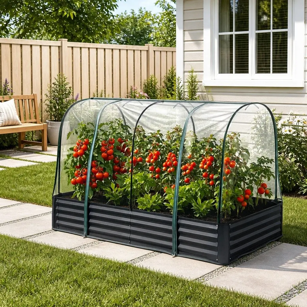 Galvanised Raised Garden Bed with Cover