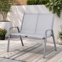 Specifications of Grey 2-Seat Outdoor Bench with Steel Frame