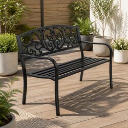 Black Garden Bench Dimensions: 127cm L x 63cm W x 87cm H