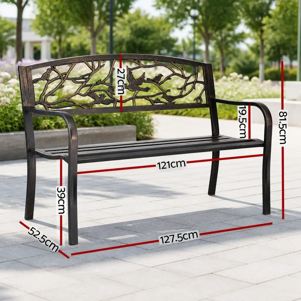Outdoor Garden Bench Seat 3 Seater Steel Frame Patio Furniture Bronze
