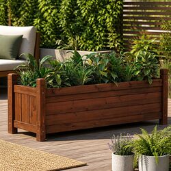 Raised Garden Bed Wooden Planter Box 90x30x33cm Brown Vegetables Herbs Outdoor