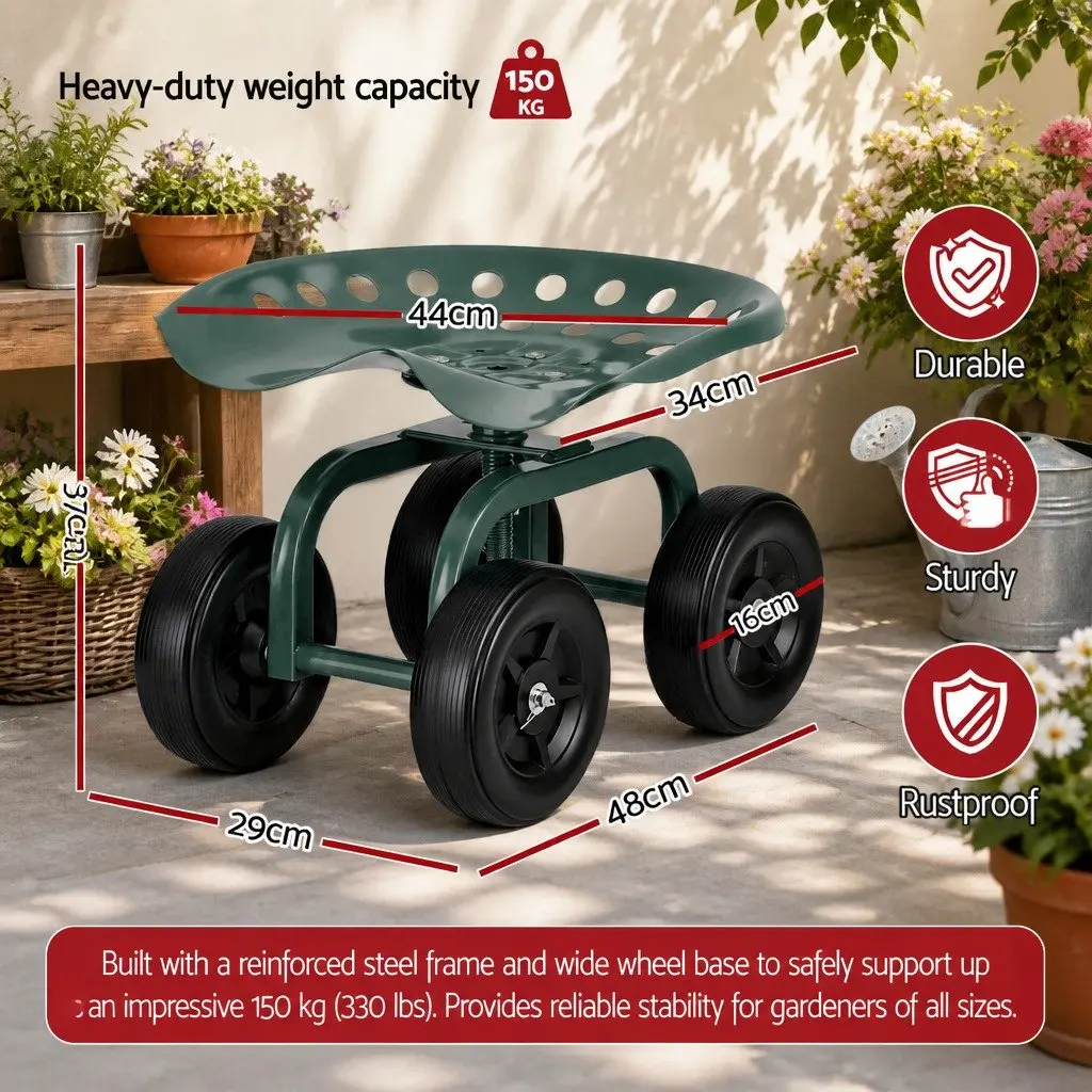 Rolling Garden Seat Swivel Work Stool