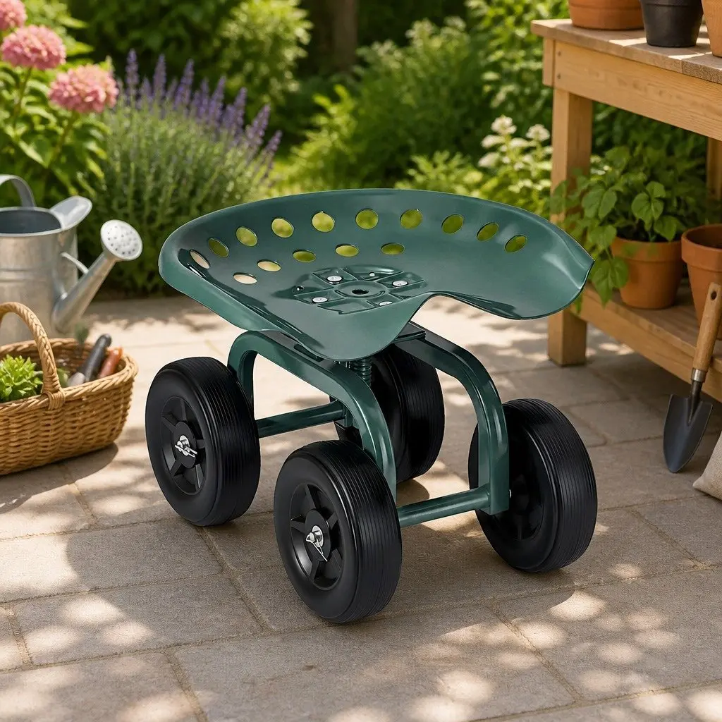 Rolling Garden Seat Swivel Work Stool