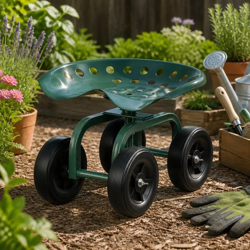 Rolling Garden Seat Swivel Work Stool