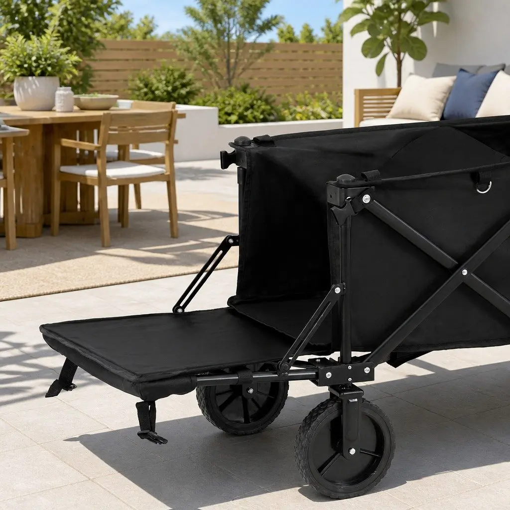 Folding Garden Trolley Cart for Outdoor Use Black