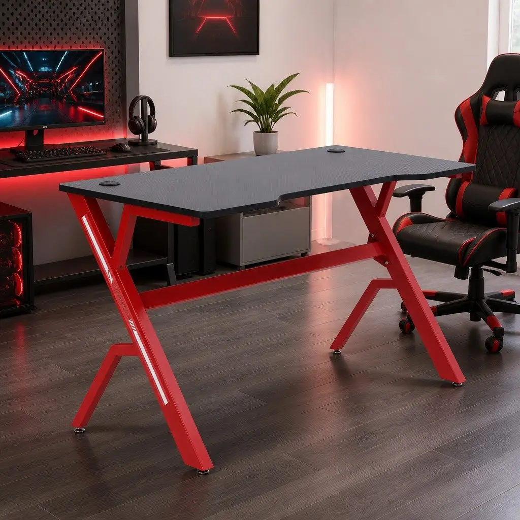 Gaming Desk Table for Office 120cm Carbon Fibre Red Black