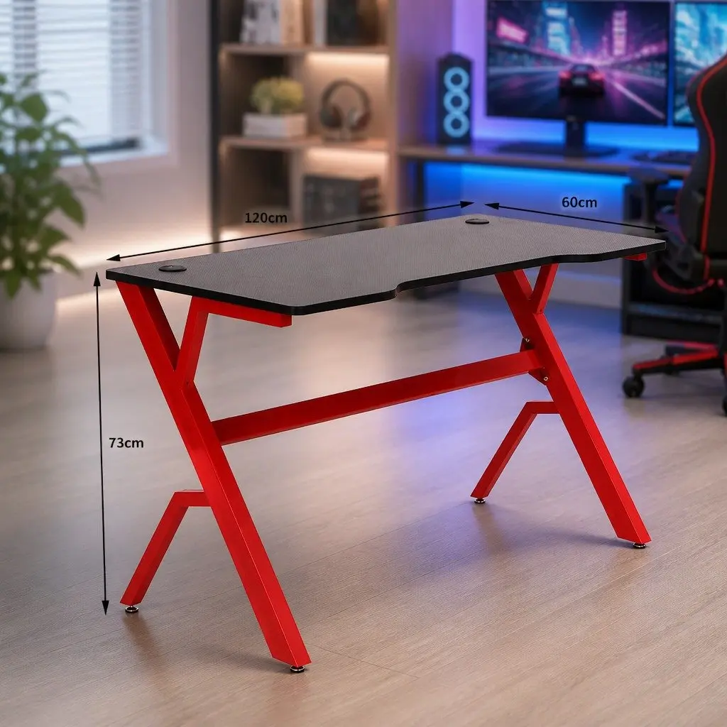 Gaming Desk Table for Office 120cm Carbon Fibre Red Black
