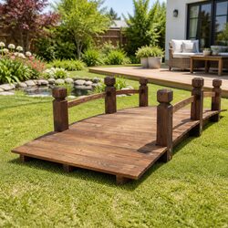Wooden Garden Bridge Outdoor Ornament Arch Design 160cm Backyard Decor