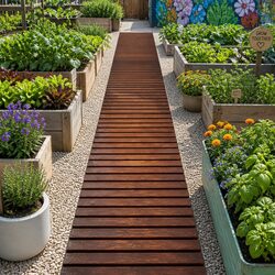 8FT Wooden Garden Pathway - Charcoal Brown, Weather-Resistant