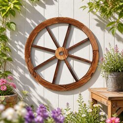 60cm Wooden Wagon Wheel, Fir Wood, Weatherproof