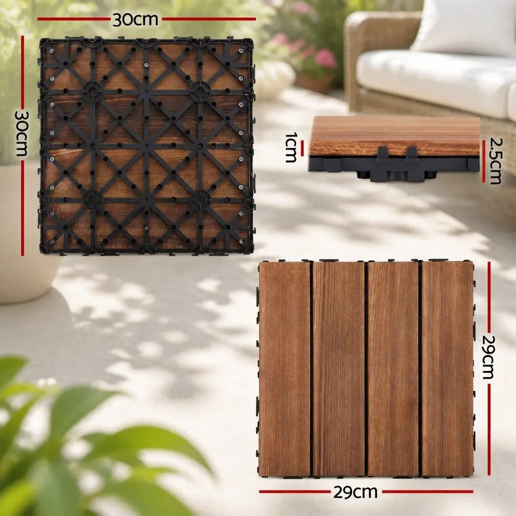 Wood Deck Tiles for Patio Balcony Garden 30x30cm