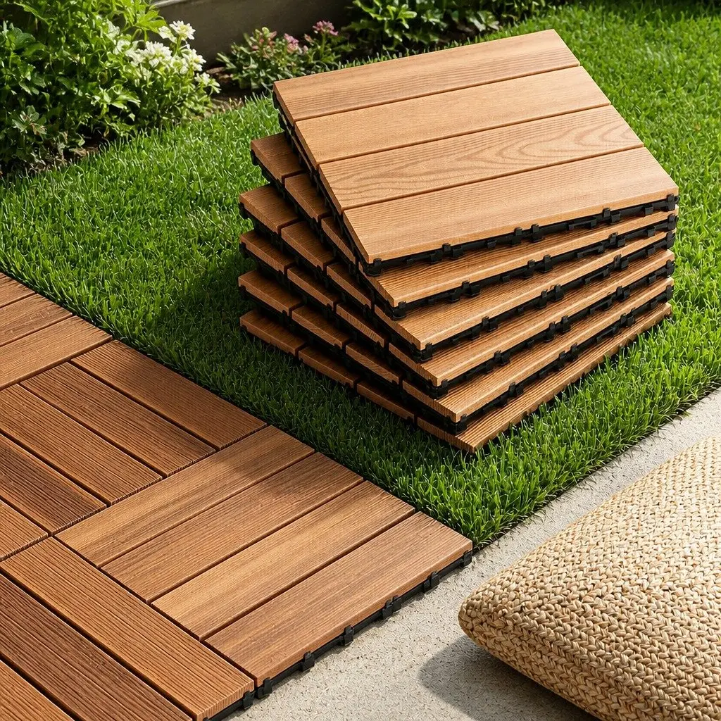 27PCS Interlocking Wood Deck Tiles 30x30cm