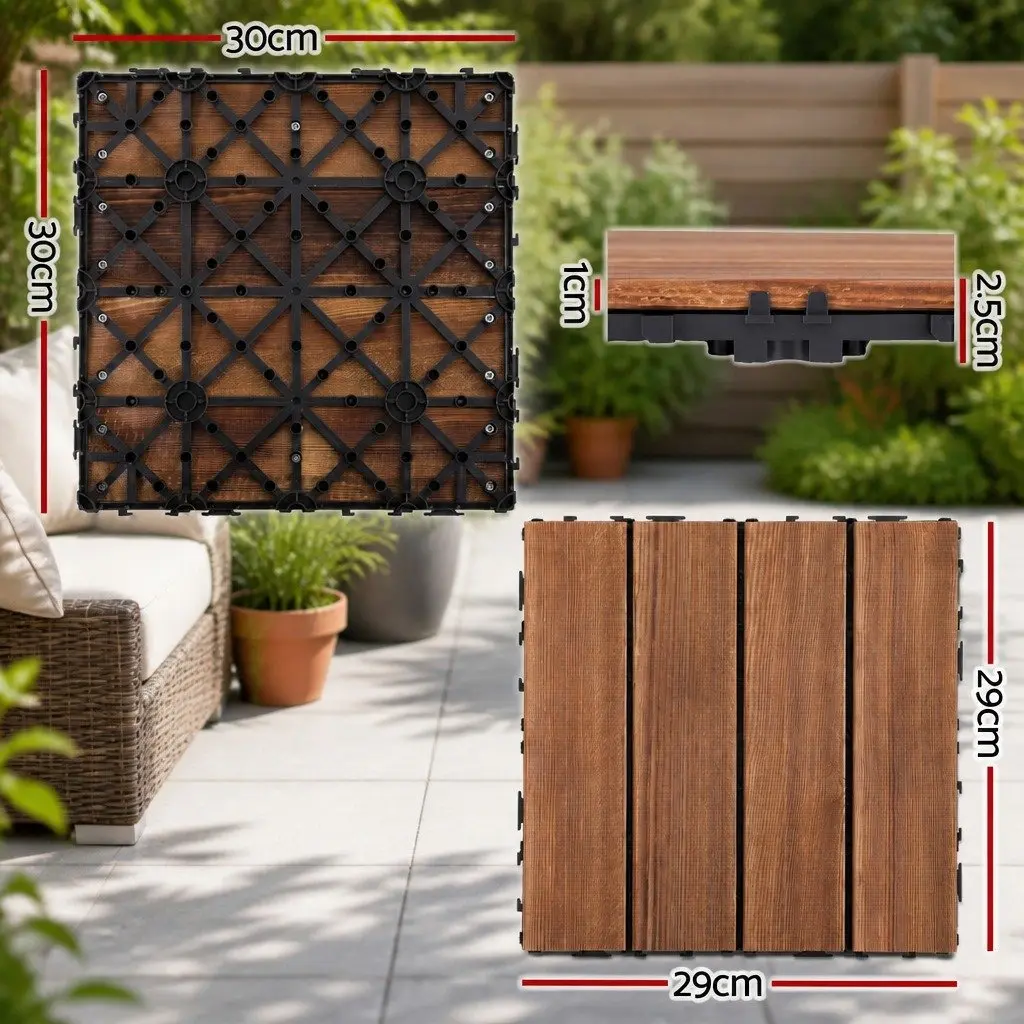 27PCS Interlocking Wood Deck Tiles 30x30cm