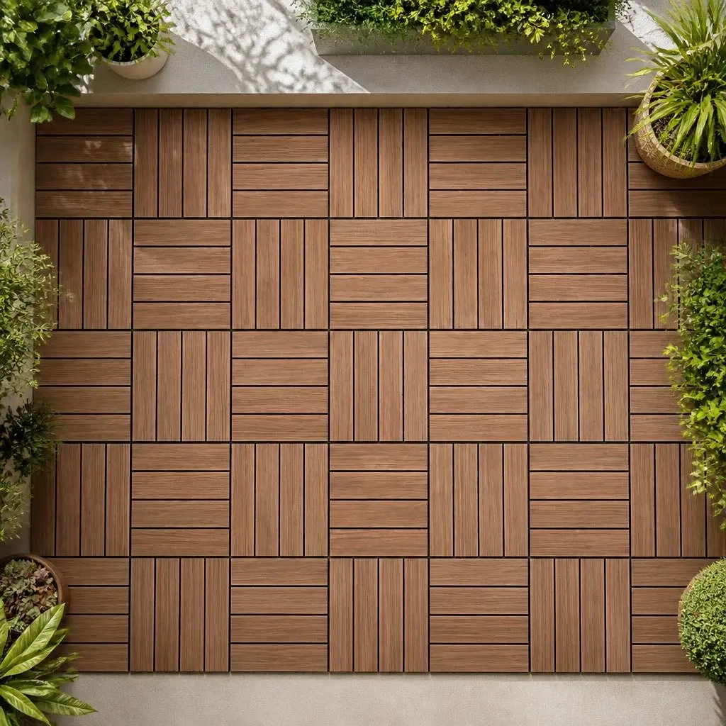 27PCS Interlocking Wood Deck Tiles 30x30cm