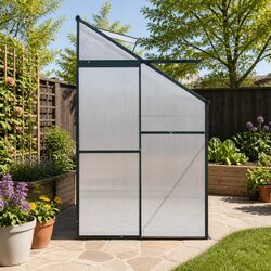 Lean-to Greenhouse Specifications: 2.52x1.27x2.13M Aluminium