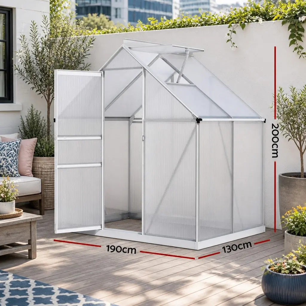 Aluminium Polycarbonate Greenhouse Garden 3.1M x 1.9M Transparent