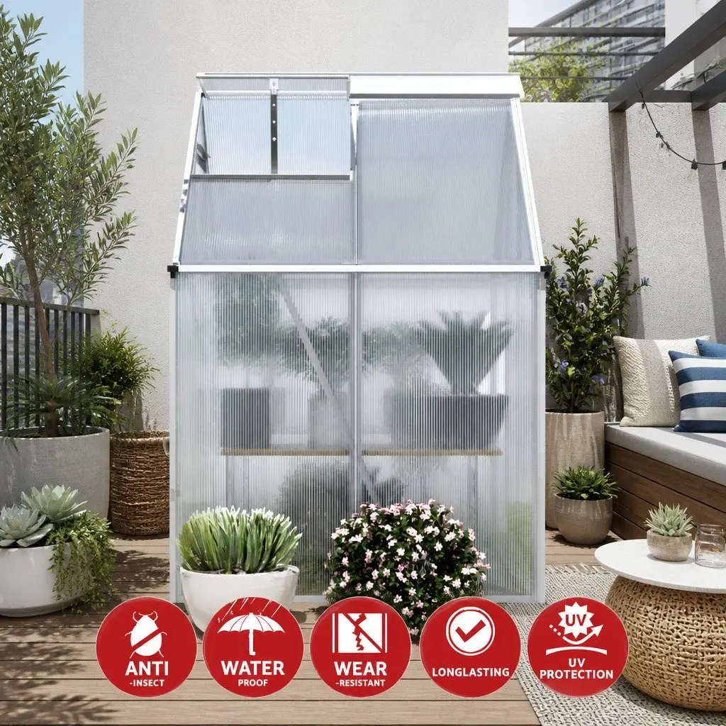 Aluminium Polycarbonate Greenhouse Garden 3.1M x 1.9M Transparent