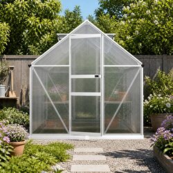 Aluminium Polycarbonate Greenhouse 2.42x1.9x1.95M Garden Plant Growing Structure