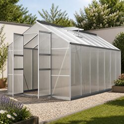 Aluminium Greenhouse Dimensions: 4.1x2.5x2.26M with Double Doors
