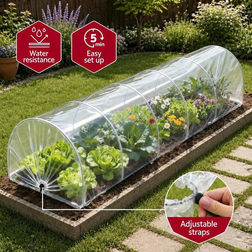 Mini Greenhouse Tunnel 300x45x30cm Portable Garden Plant Protection Clear PVC