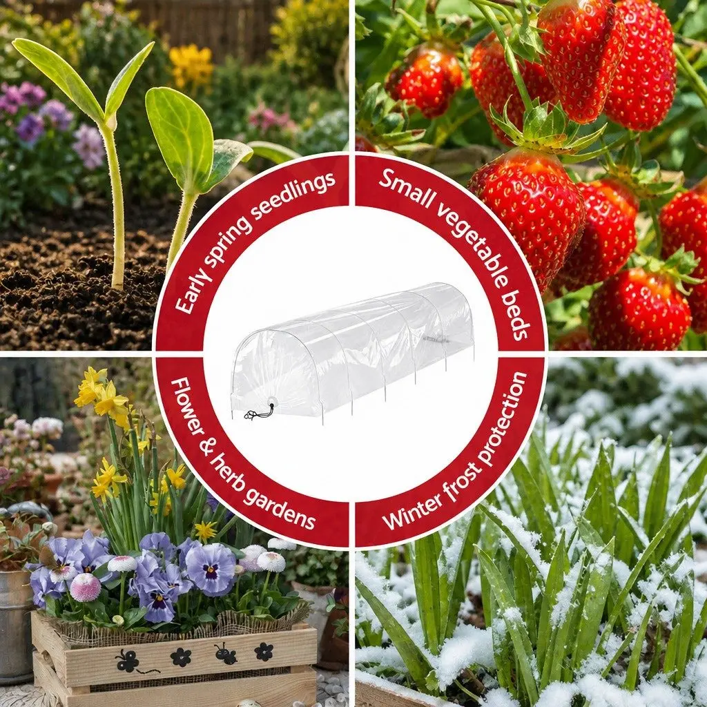 Mini Greenhouse Tunnel 300x45x30cm Portable Garden Plant Protection Clear PVC