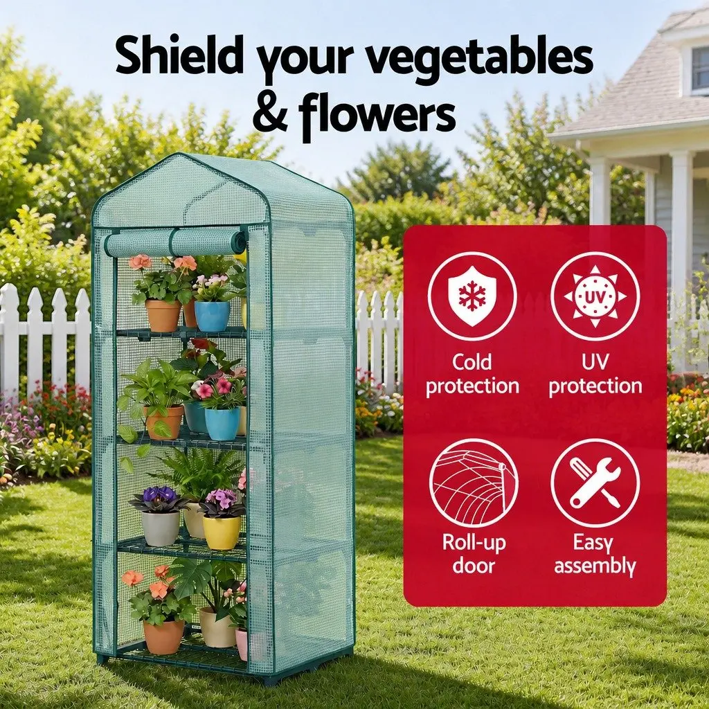 Mini Greenhouse Outdoor 4 Tier Plant Shelf Portable Growing House 70 x 50 x 160cm