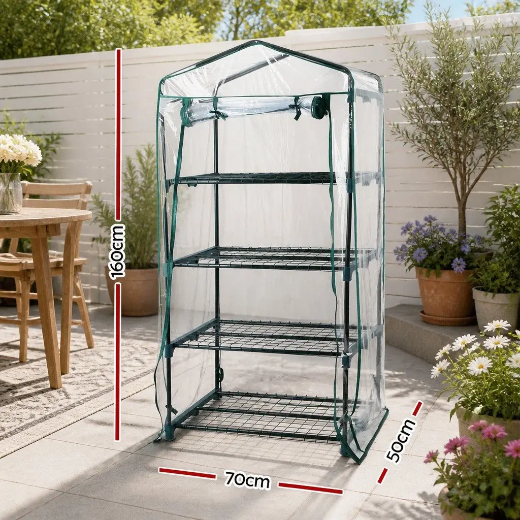 Mini Greenhouse 4 Tier Shelves Garden Planter Portable PVC Cover 160x70x50cm