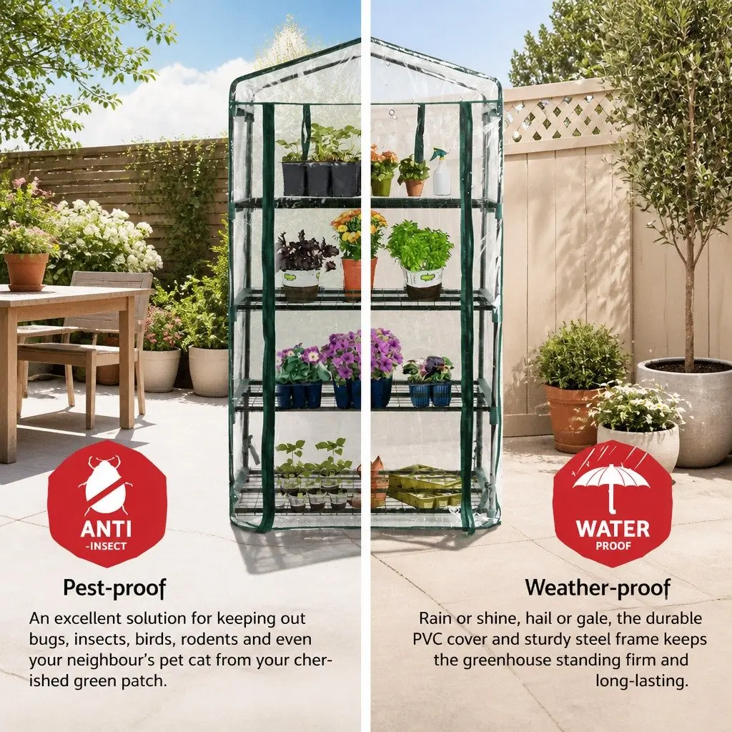Mini Greenhouse 4 Tier Shelves Garden Planter Portable PVC Cover 160x70x50cm