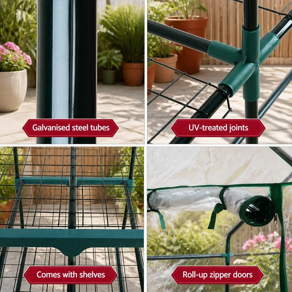 Mini Greenhouse 4 Tier Shelves Garden Planter Portable PVC Cover 160x70x50cm