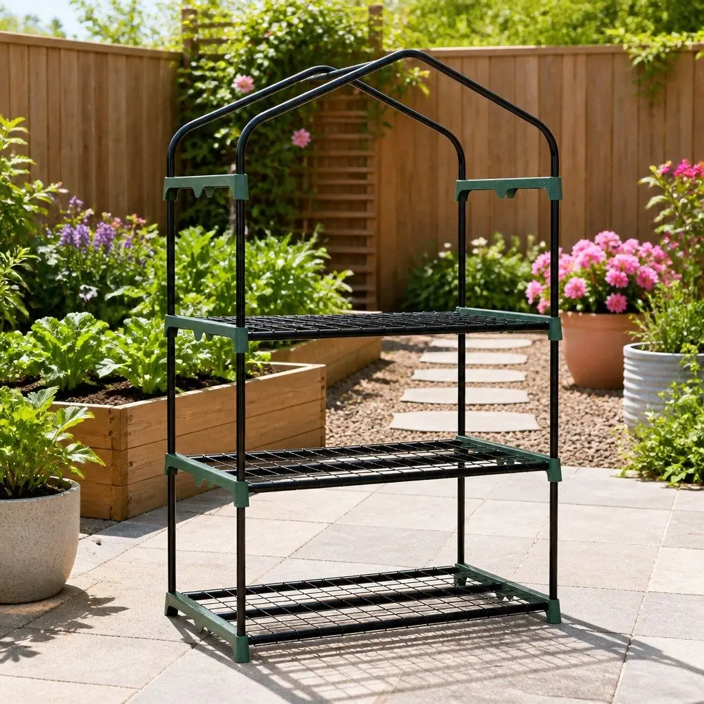 Mini Greenhouse 3 Tier Planter for Home Garden Patio Deck 128 x 69 x 49cm Waterproof PVC Cover