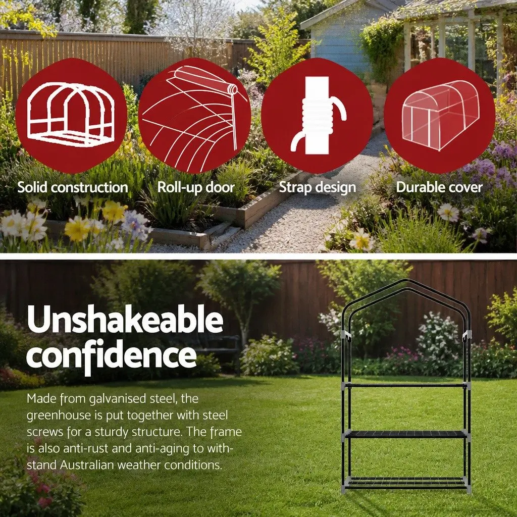 Mini Greenhouse 3 Tier Planter for Home Garden Patio Deck 128 x 69 x 49cm Waterproof PVC Cover
