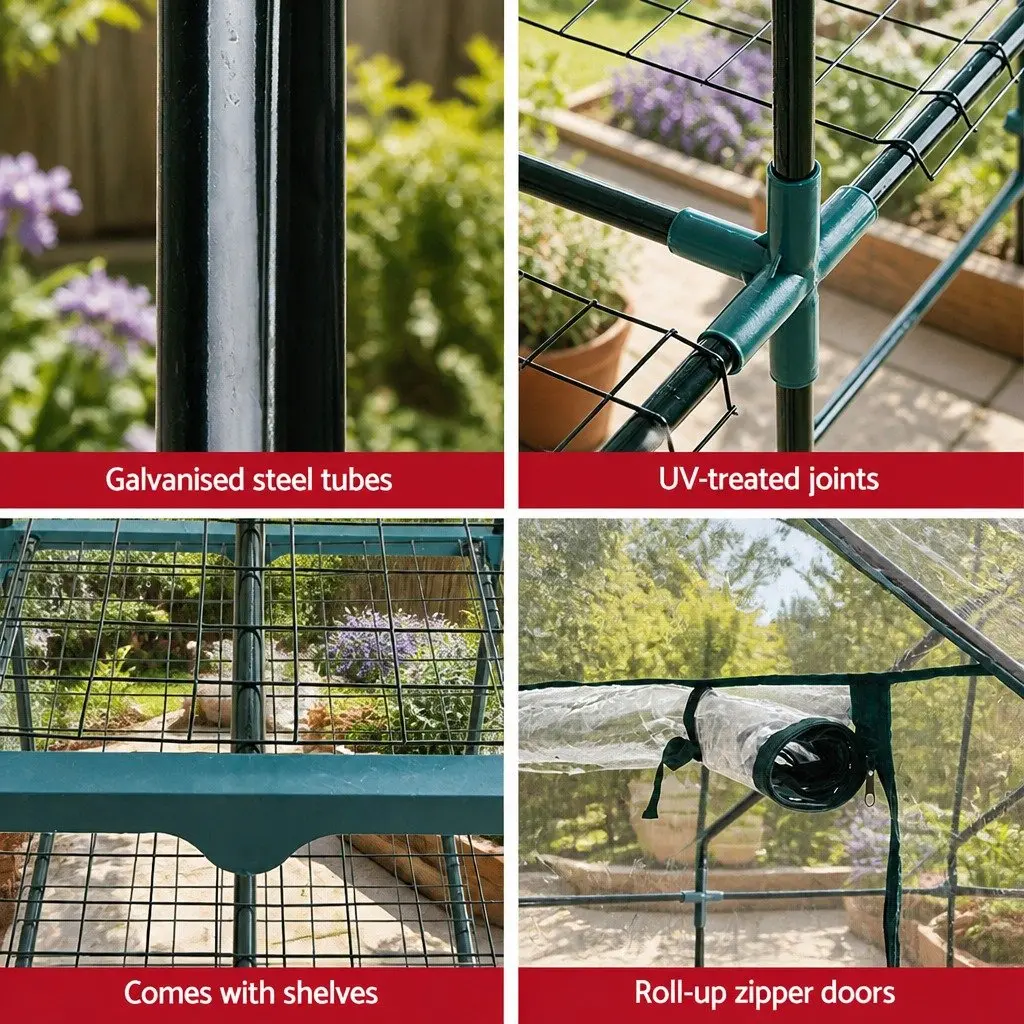 Mini Greenhouse 3 Tier Planter for Home Garden Patio Deck 128 x 69 x 49cm Waterproof PVC Cover