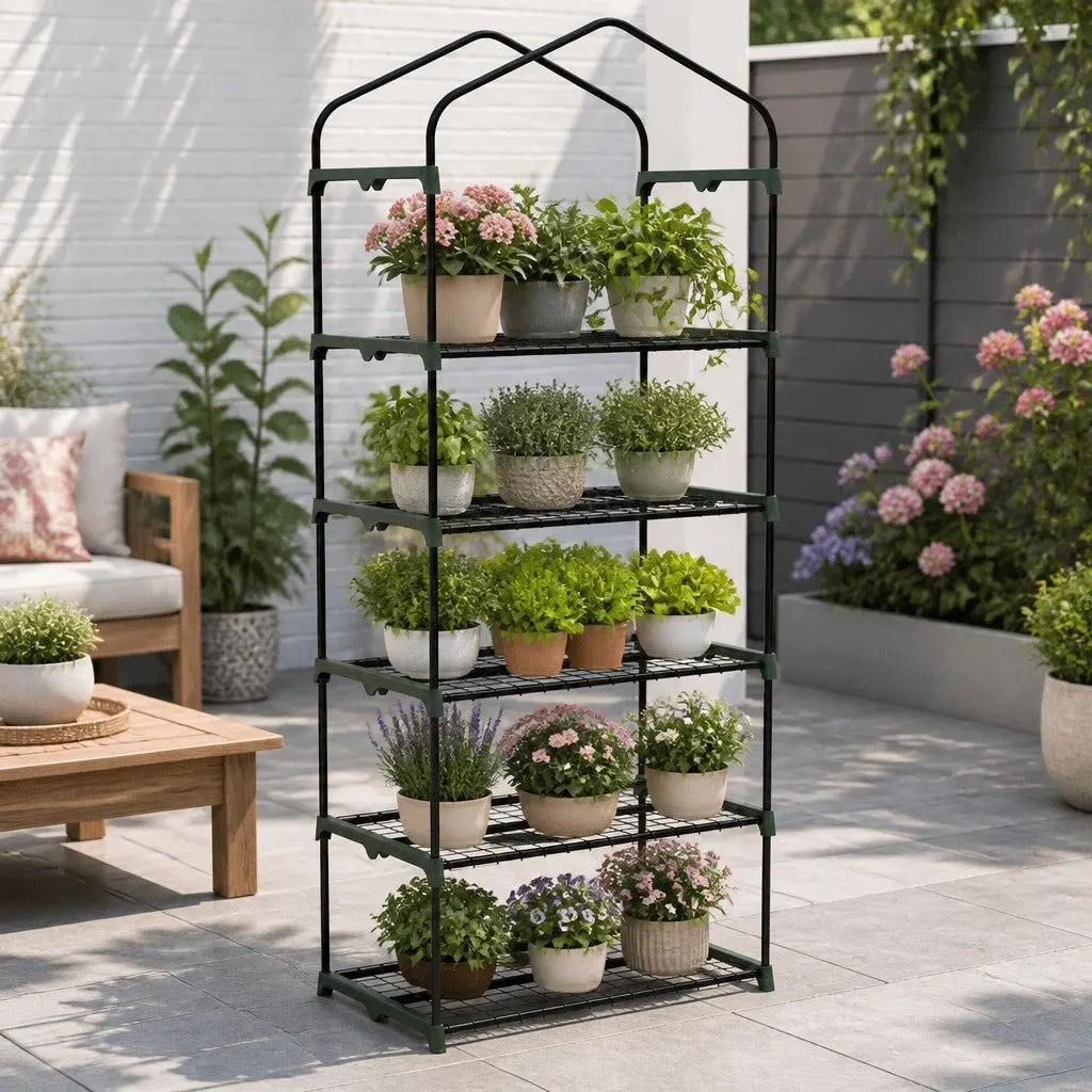 Greenhouse Mini Garden Bed Planter Box for Deck Patio 5 Tier
