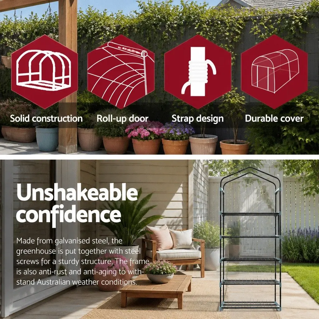 Greenhouse Mini Garden Bed Planter Box for Deck Patio 5 Tier